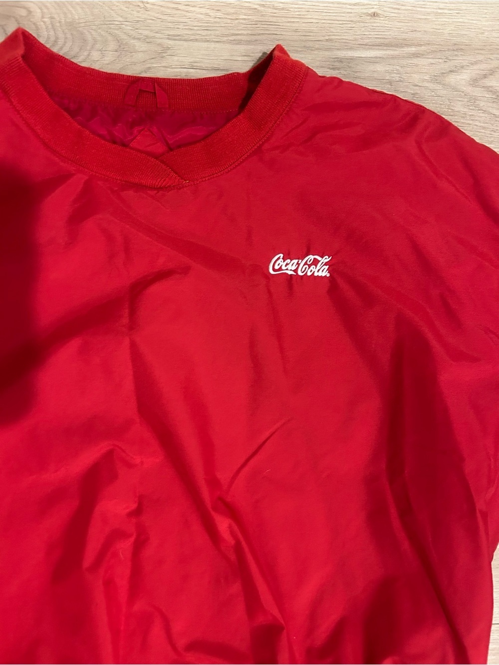90s Vintage Holloway Coca-Cola Embroidered Red Pullover Windbreaker Crewneck - Picture 2 of 3